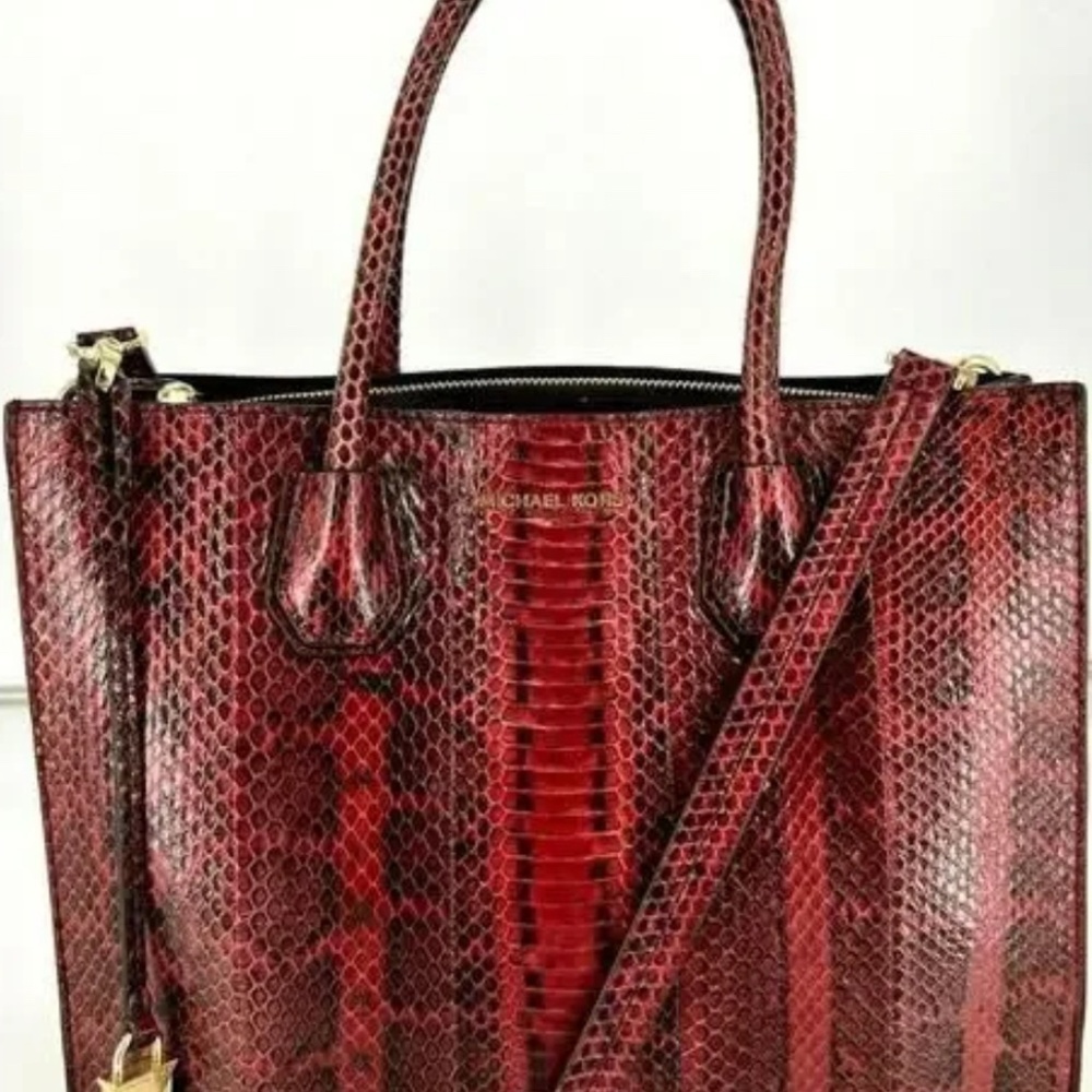 CYBER SPECIAL STUNNING Michael Kors Cranberry Python Handbag
